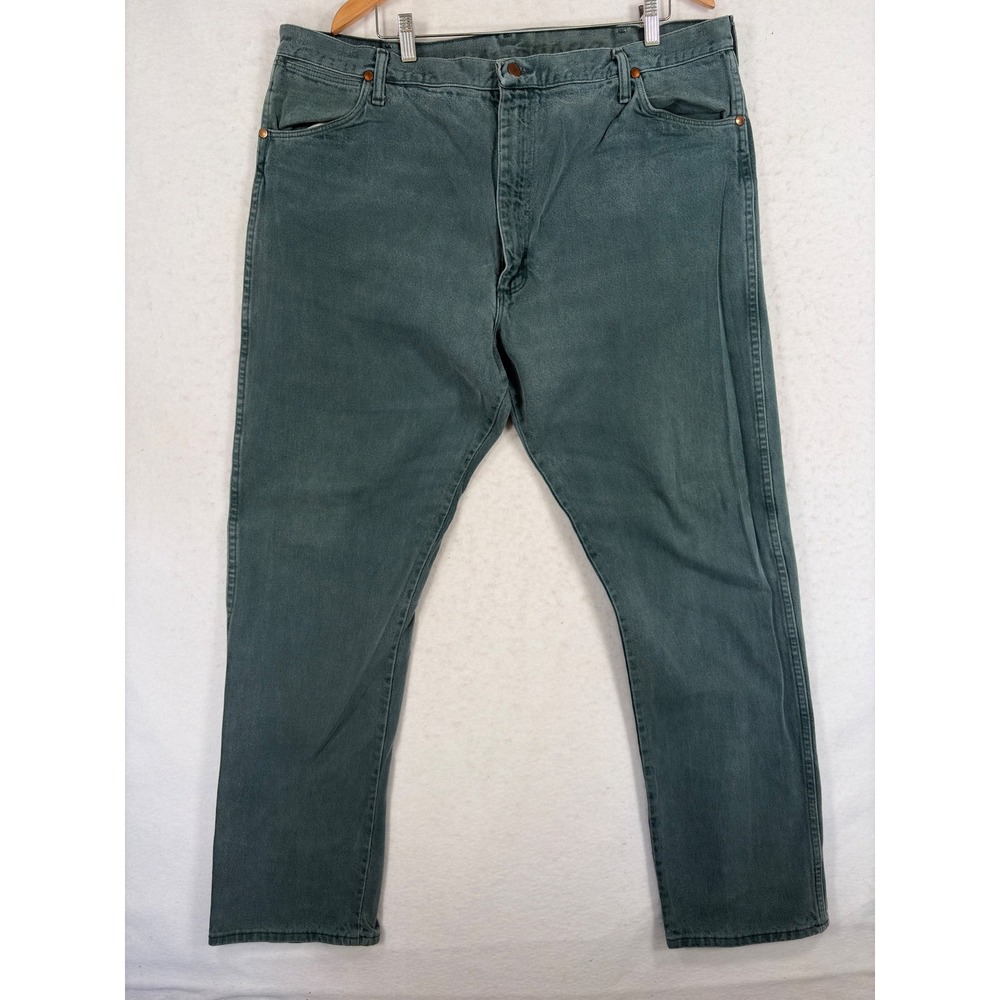 Vintage Wrangler Made in USA Forest Green Denim Jeans Mens 42x30 Straight Leg